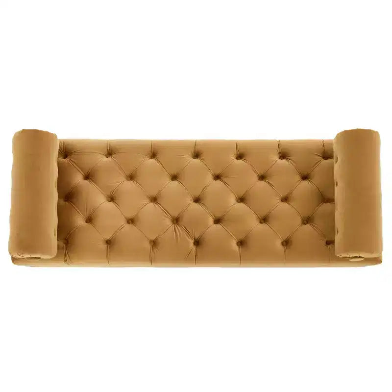 Modern End of Bed Bench for Bedroom, Velvet Upholstered Window Bench with 2 Detachable Pillows for Living Room or Entryway-Panipeachy
