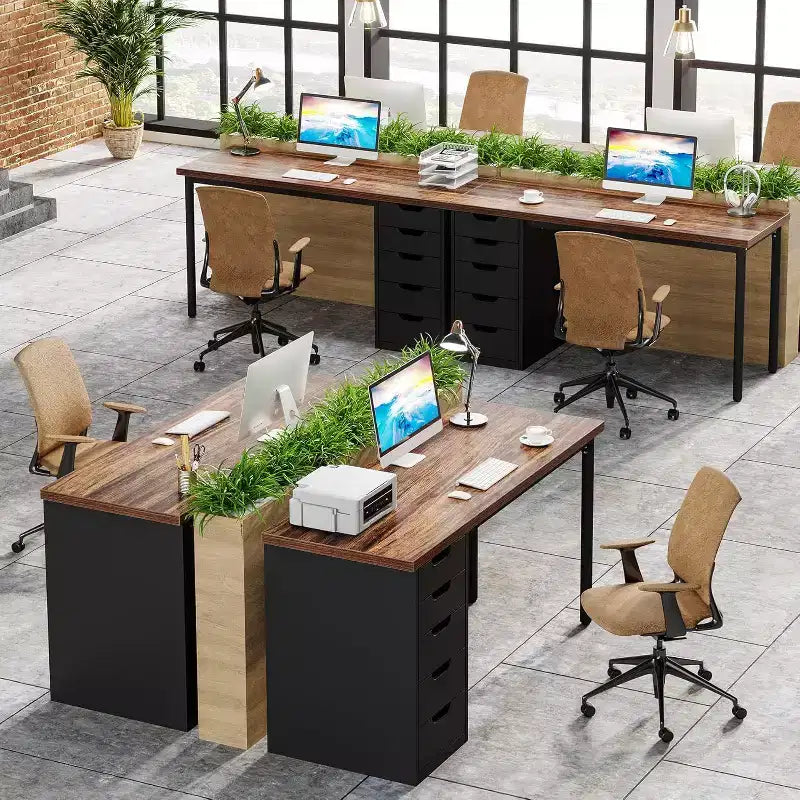 Lantine Computer Desk with 5 Drawers, 47 inches Modern Simple Home Office Desk Study Writing Table for Small Spaces