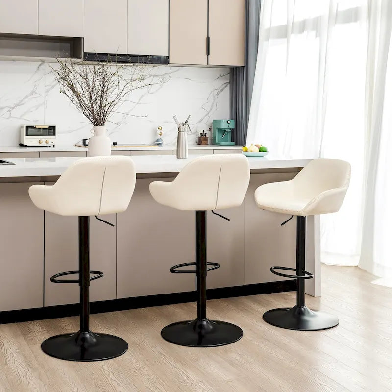 Glitzhome Lot de 3 tabourets de bar pivotants réglables de style moderne du milieu du siècle - Lot de 3