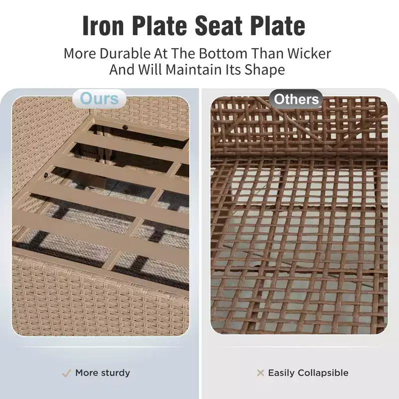Captiva Designs Luxury Wicker Patio Conversation Fire Pit Set with Curved Armrests with Cushions