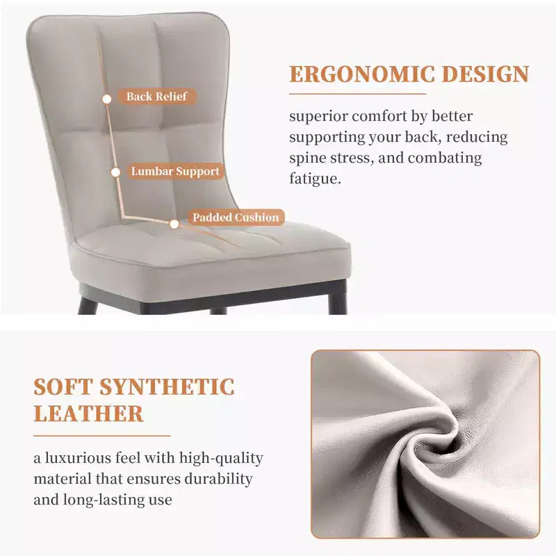 Bekrvio Dining Room Chairs Set of 6, Modern Upholstered Faux Leather Seat with High Back, Metal Legs, Armless Kitchen Chairs for Living Dinning Room