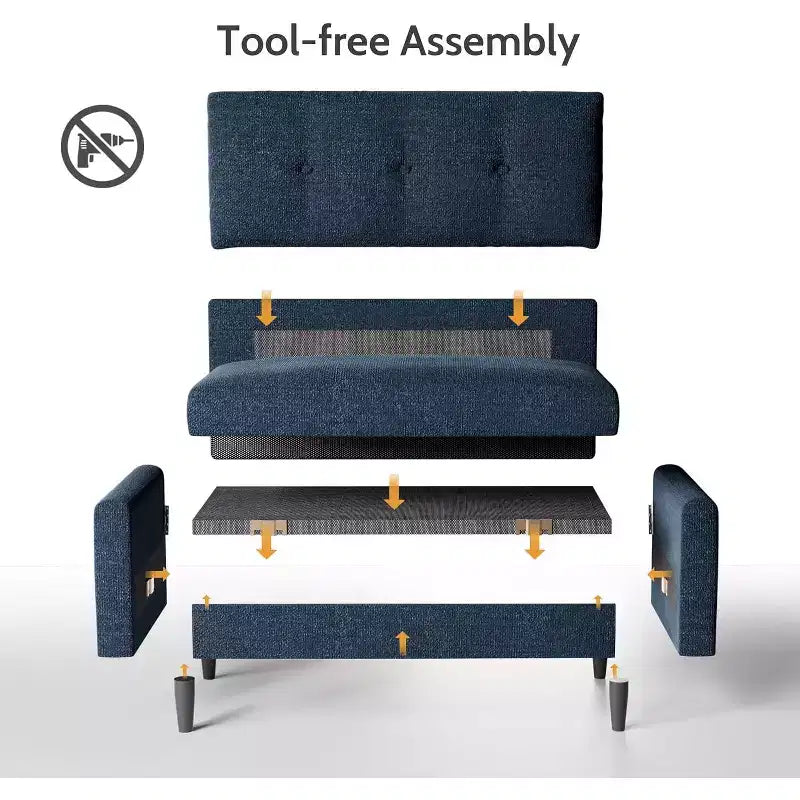 Dyonery 50 Loveseat Sofa, 2-Seater Love Seat for Office & Small Spaces, 24 Deep Seat, FSC Solid Wood Frame, Tool-Free Assembly