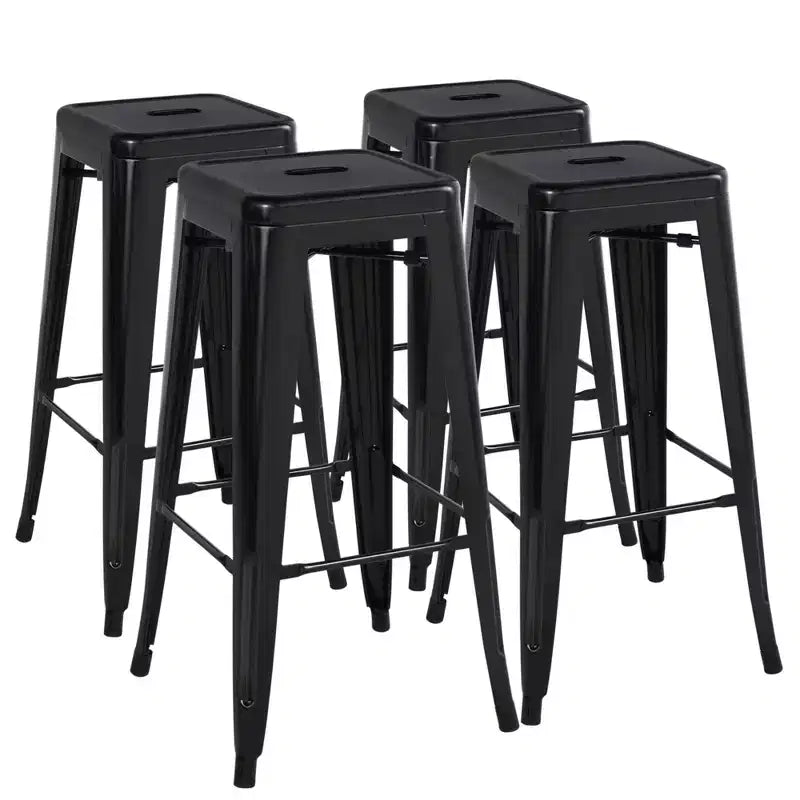Yaheetech Set of 4 Metal Backless Counter Height Bar Stools Stackable Chairs