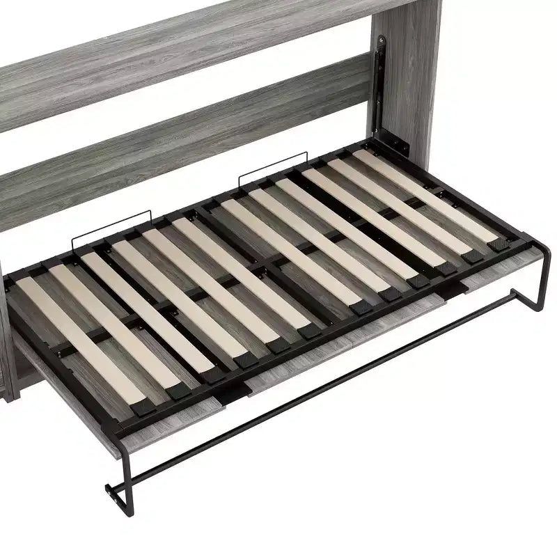 GDFStudio Bennett Metal and Wood Murphy Bed, Folded into a Cabinet