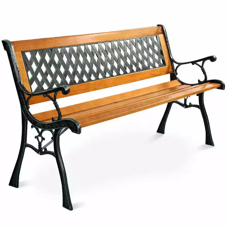 Costway 49 1/2 Patio Park Garden Bench Porch Path Chair Outdoor Deck Cast Iron Hardwood