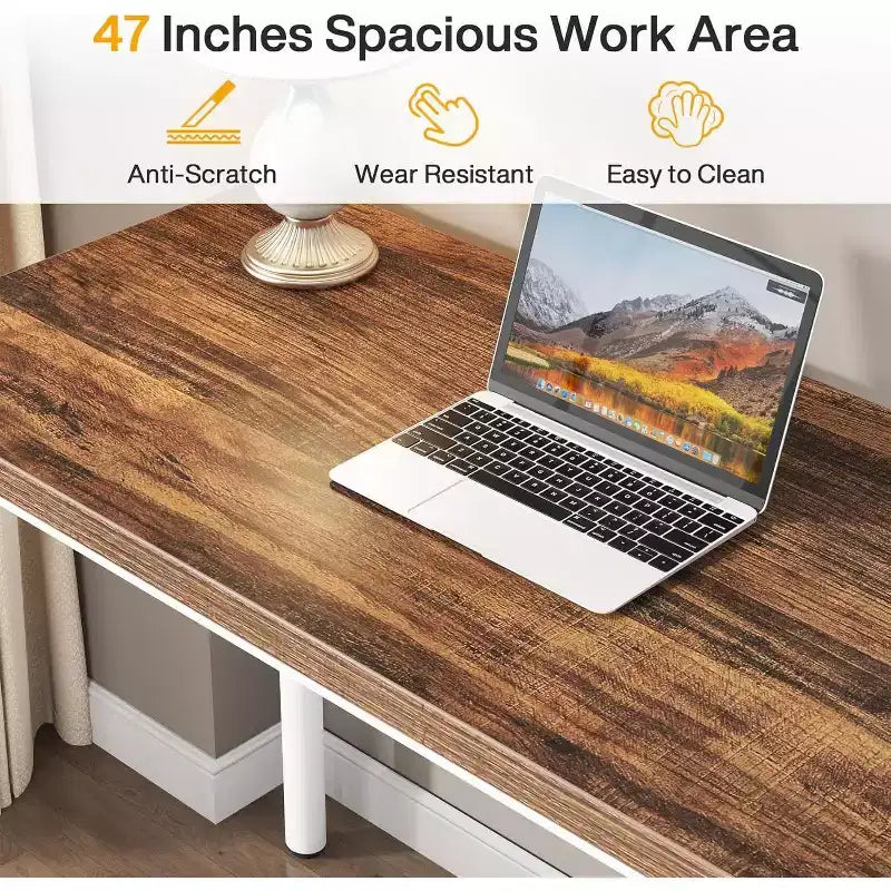 Lantine Computer Desk with 5 Drawers, 47 inches Modern Simple Home Office Desk Study Writing Table for Small Spaces