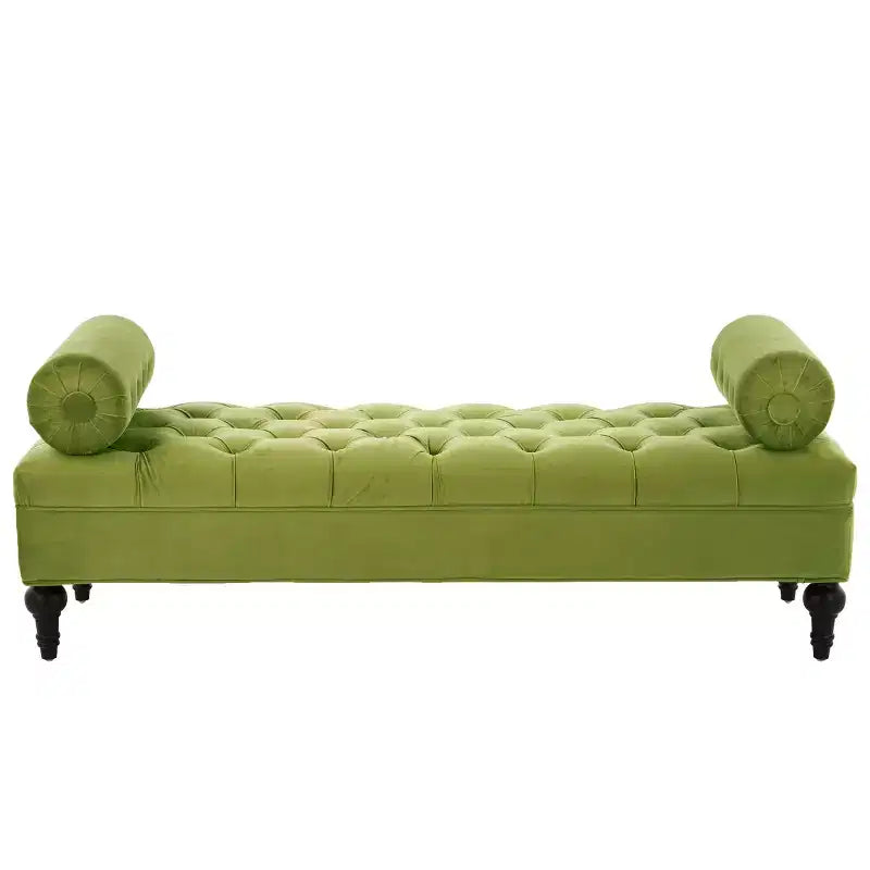 Modern End of Bed Bench for Bedroom, Velvet Upholstered Window Bench with 2 Detachable Pillows for Living Room or Entryway-Panipeachy
