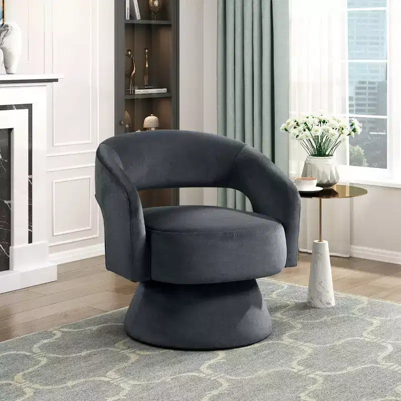GDFStudio Hudson Modern Luxury Velvet Upholstered Swivel Accent Chair