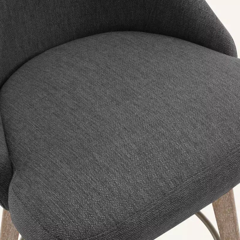 Lot de 4 tabourets de bar pivotants à hauteur de comptoir Bekrvio 26 po avec dossiers et pieds en bois, tabourets de bar rembourrés en tissu lin/similicuir pour îlot de cuisine