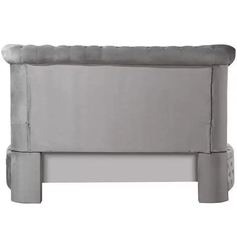 109 Queen Bed Gaiva Bed Gray Velvet - Acme Furniture: Elegant Nailhead, Button-Tufted Design, Wood Composite Frame
