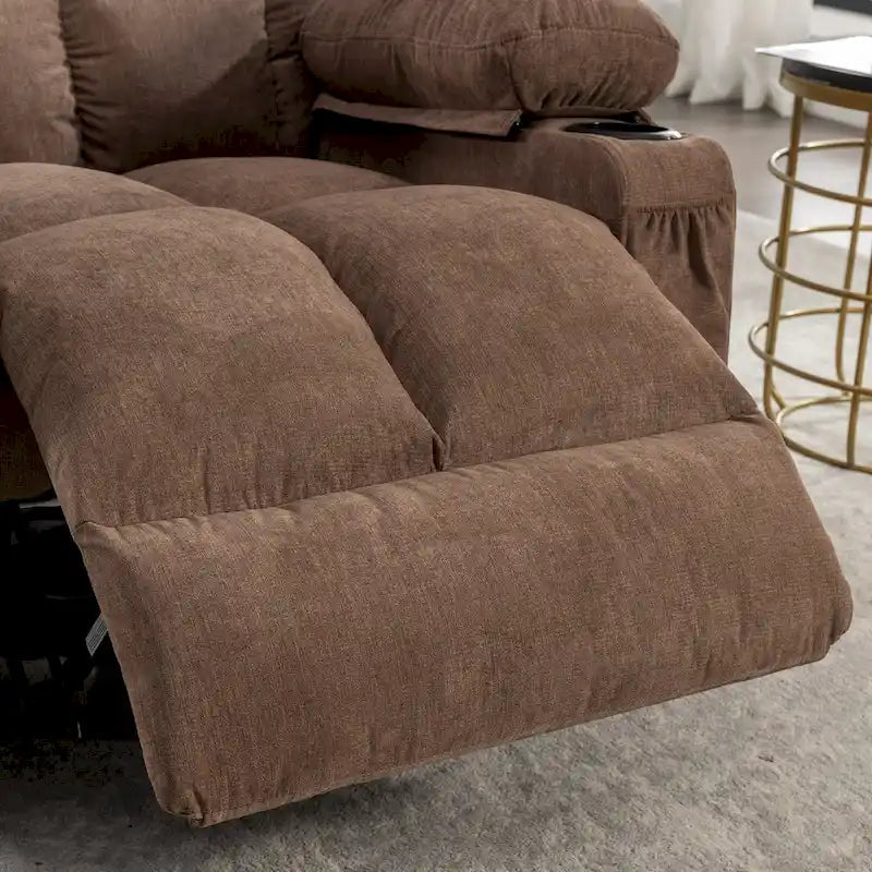 Grey Oversized Recliner with Heat and Massage, 150 Recline, 30 Rocking, USB Charging, and 2 Cup Holders