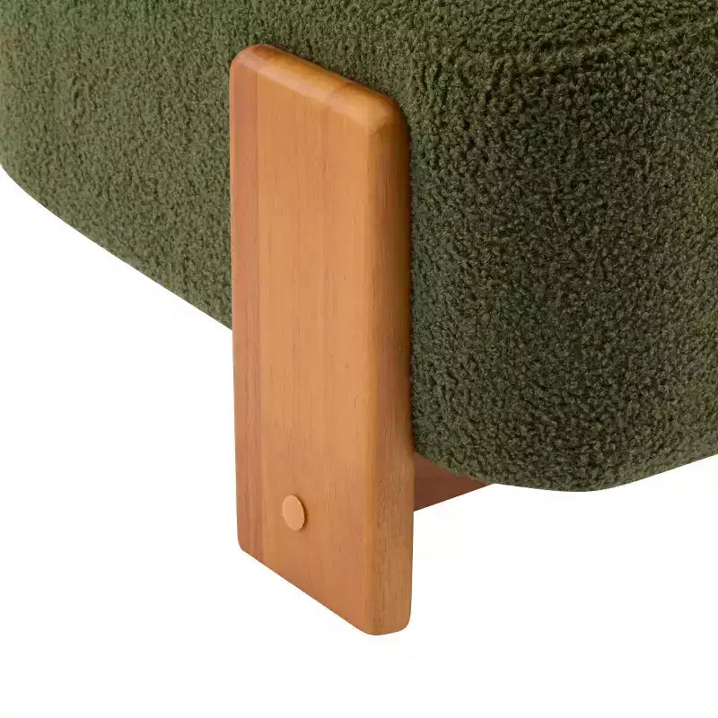 Modern Boucle Accent Chair with Rolled Backrest, Solid Wood Frame, Upholstered Accent Seating for Living Room, Bedroom, or Office