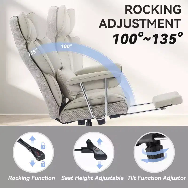 Efomao Ergonomic Desk Office Chair 400LBS, Big and Tall PU Leather Computer Chair, Executive Desk Chair with Footrest and Lumbar Support