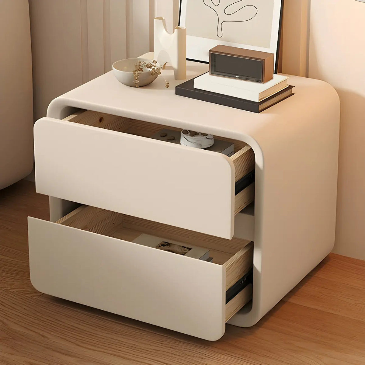 Scandinavian Wood Narrow Bedside Cabinet