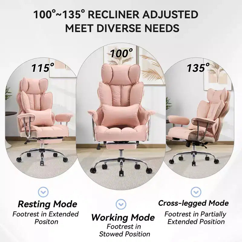 Efomao Ergonomic Desk Office Chair 400LBS, Big and Tall PU Leather Computer Chair, Executive Desk Chair with Footrest and Lumbar Support