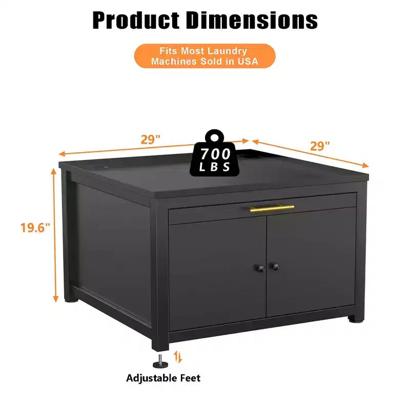 Socle robuste pour lave-linge et sèche-linge en métal, noir/blanc – Unité simple, anti-vibration
