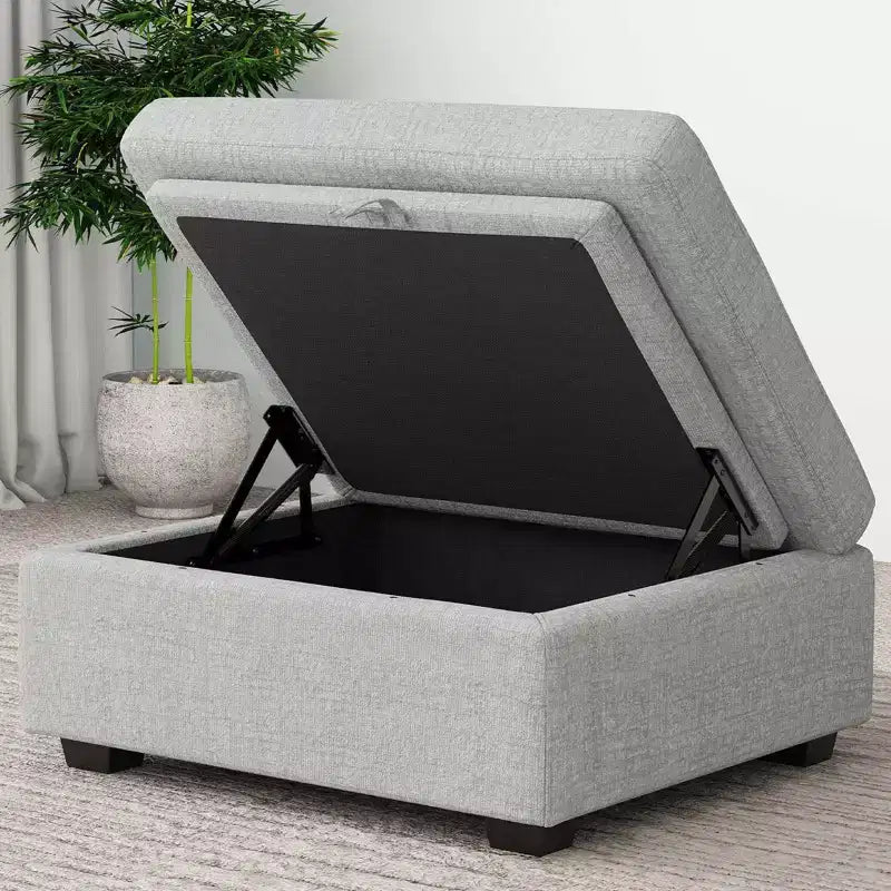 Belffin Chenille Ottoman Module - Modular Storage Footrest with Skin-Friendly Fabric & Quick-Install Design
