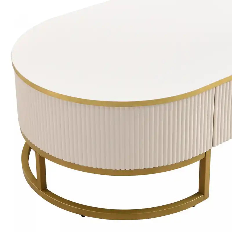 47.2 Oval Engineered Wood Coffee Table With Storage Drawers