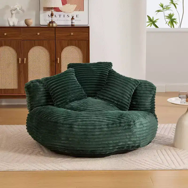 Bean Bag Sofa for Adults Kids, Oversized Corduroy Bean Bag Chair with 3 Pillows & Armrest for Living Room Bedroom
