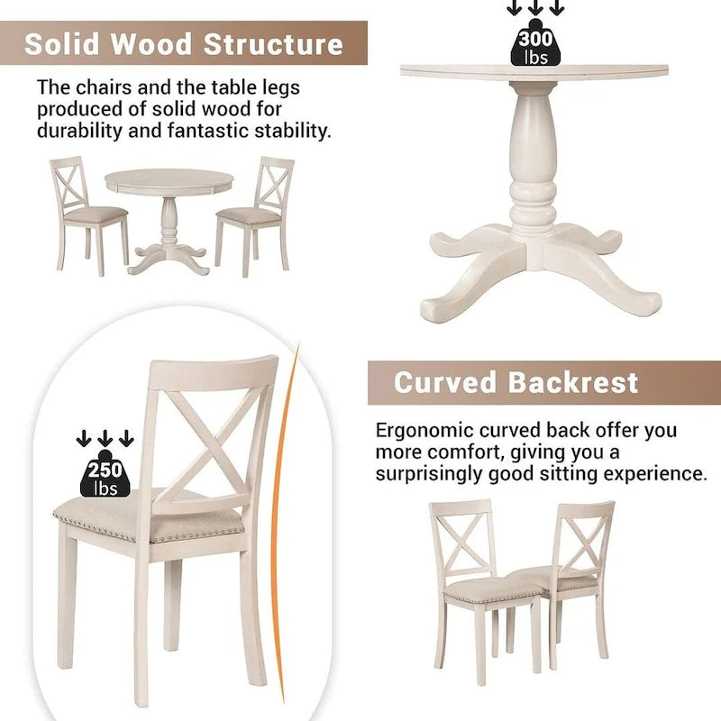 42-54 Farmhouse Round Extendable Dining Table for 4