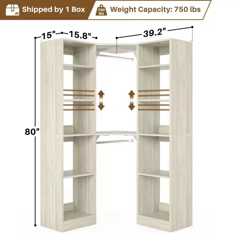 Besiost Corner Closet System with 12 Shelves