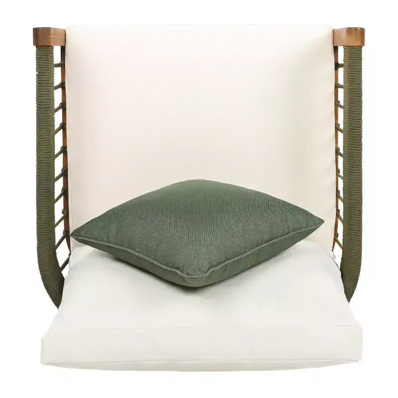 Christopher Knight Home Fauteuil club de patio Clifton en acacia rustique et corde, rembourré avec dossier incurvé
