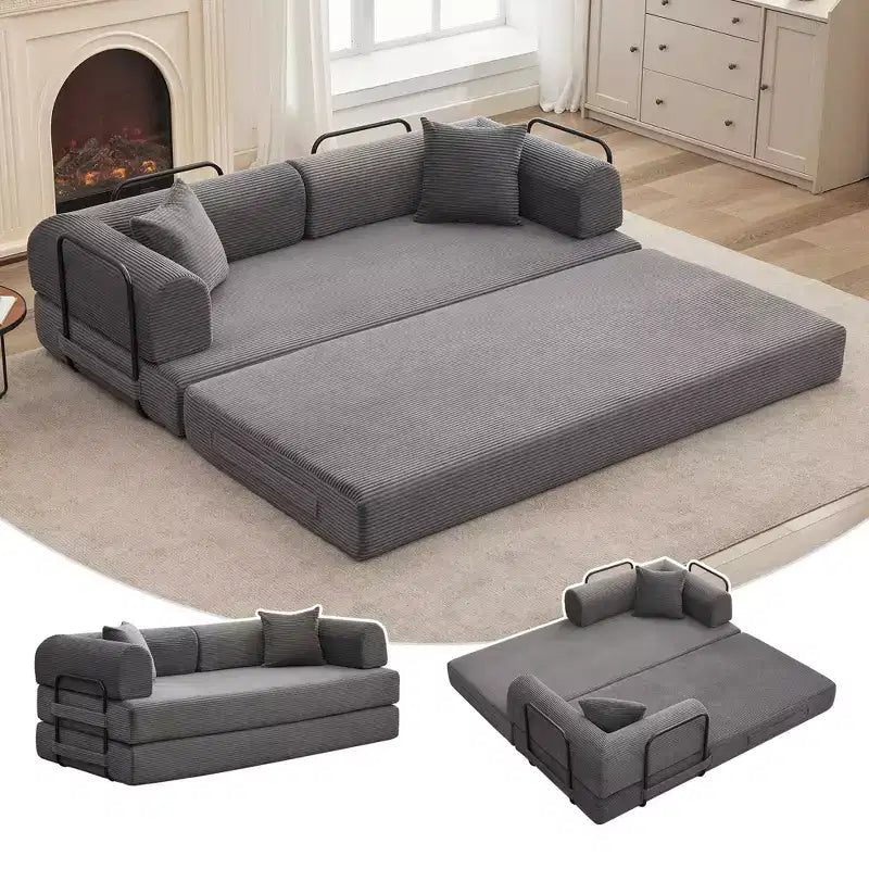 Acekool Convertible Sleeper Sofa Bed Floor Couch with Deep Seat and Corduroy Comfort