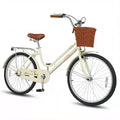 Gymax 24-Inch Beach Cruiser Bike w/Adjustable Seat Woven Basket & Rear Rack for City