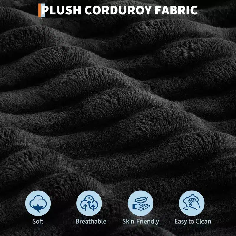 Corduroy 3-Seat Lounge Sofa with Cup Holders & Charging Ports
