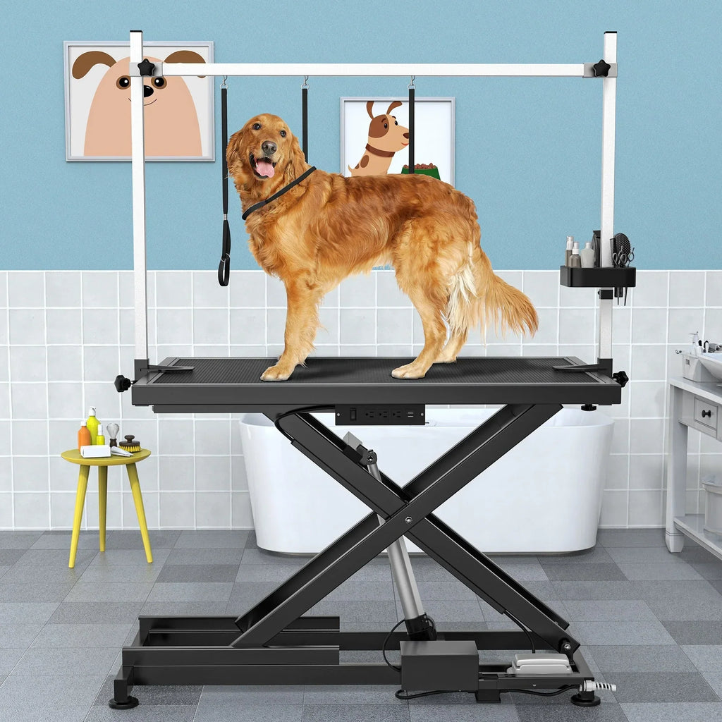 Professional Electric Dog Grooming Table for Large Dogs Heavy Duty Pet Grooming Table w/Aluminum Dog Grooming Arm - 50W