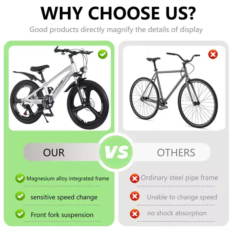 NAYSAYE 20 Inch Kids Mountain Bike with 7-Speed Drivetrain and Magnesium Alloy Frame for Boys and Girls Ages 8-12, 57.09*21.65*29.92