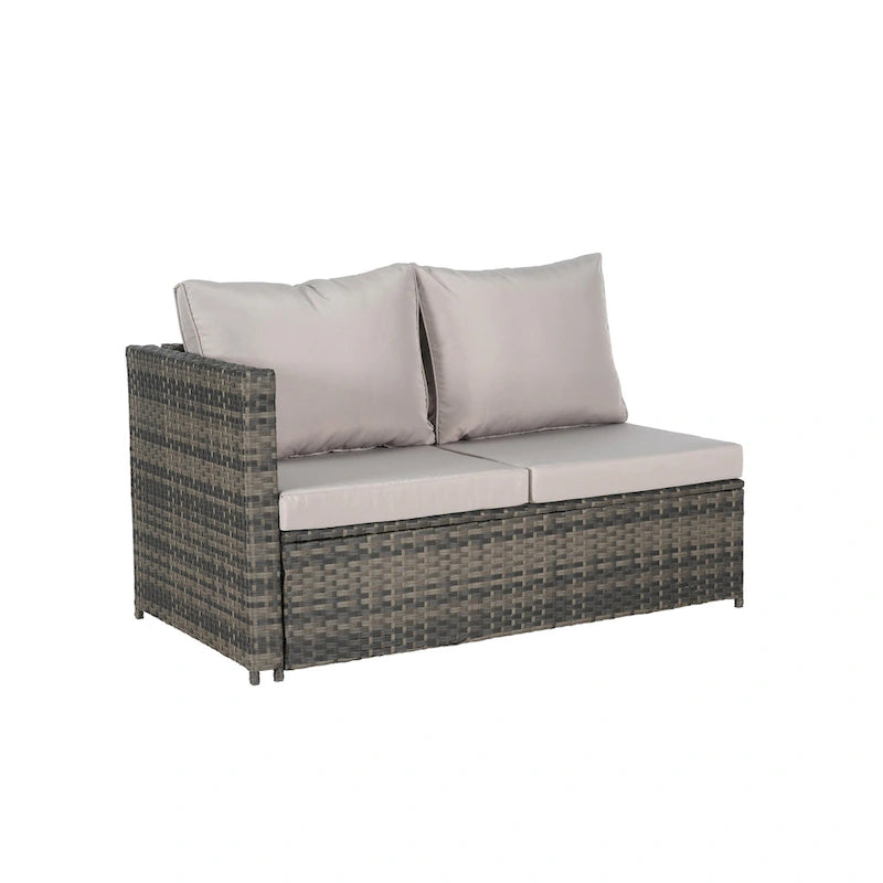 6-Piece Wicker Sectional Sofa Set with Corner & Glass Table