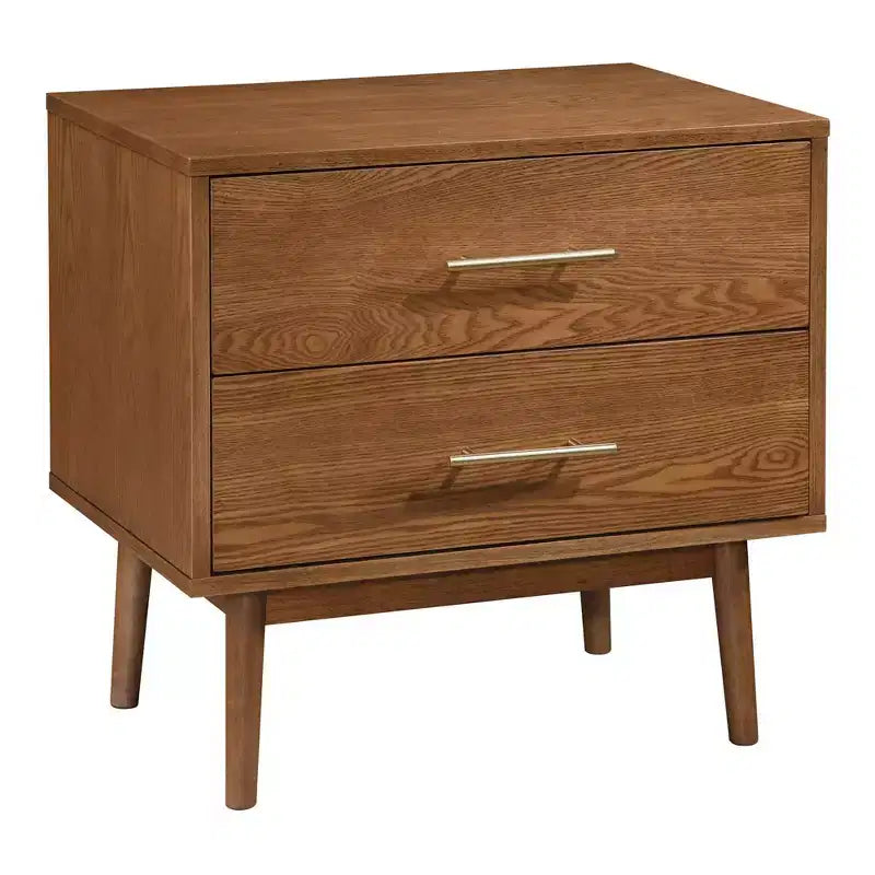HOMES: Inside + Out 3pc Riverstone Mid-Century Wood Platform Bedroom Set with 2 Nightstands Walnut