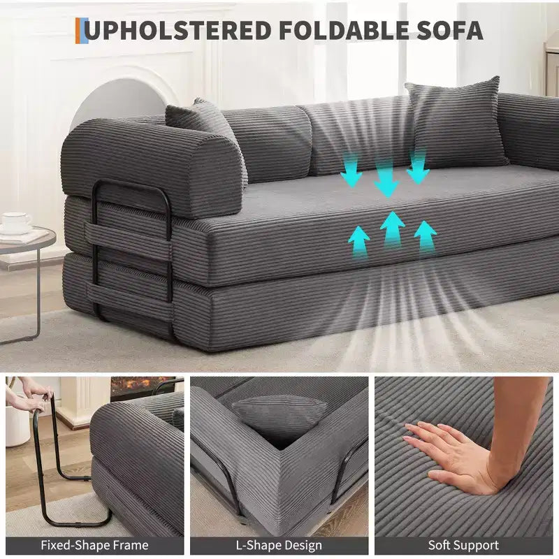 Acekool Convertible Sleeper Sofa Bed Floor Couch with Deep Seat and Corduroy Comfort