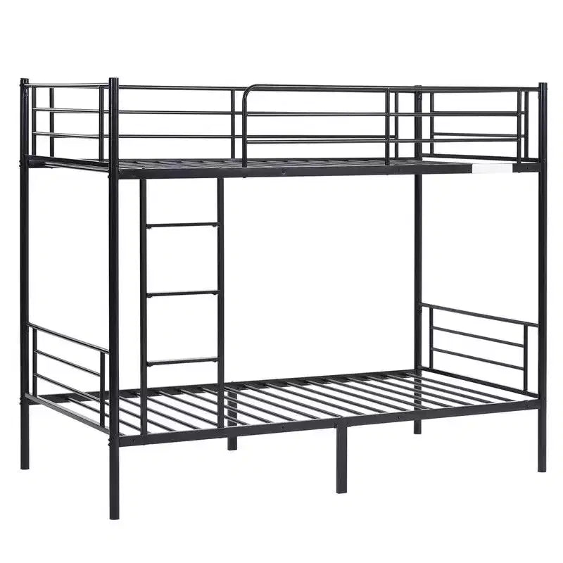 Karl Home Twin Over Twin Steel Bunk Bed Frame Ladder Bedroom Dorm Room for Kids Adult Children