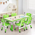 Kids Table and 6 Chairs Set, Height Adjustable Toddler Table and 6 Chair Set for Ages 2-10 for for Crafts and Study, Graffiti Desktop, Non-Slip Legs