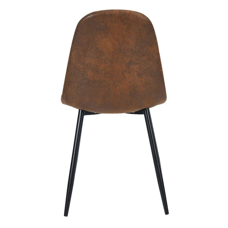 Dining Chair Set of 4 Suede Fabric Side Seating with Black Metal Legs