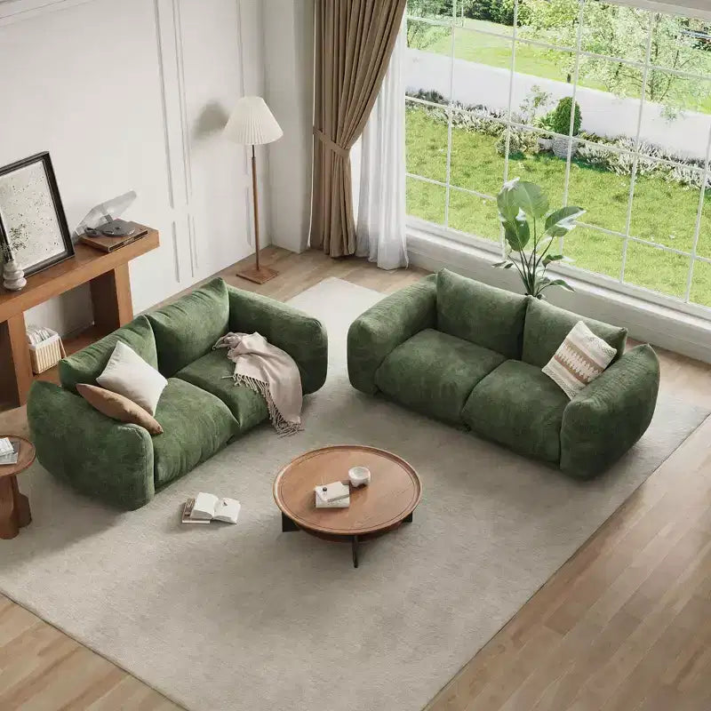 Canapé modulable deux places en tissu chenille, canapé nuage avec éponge haute résilience, canapé sans armature pour appartement, bureau