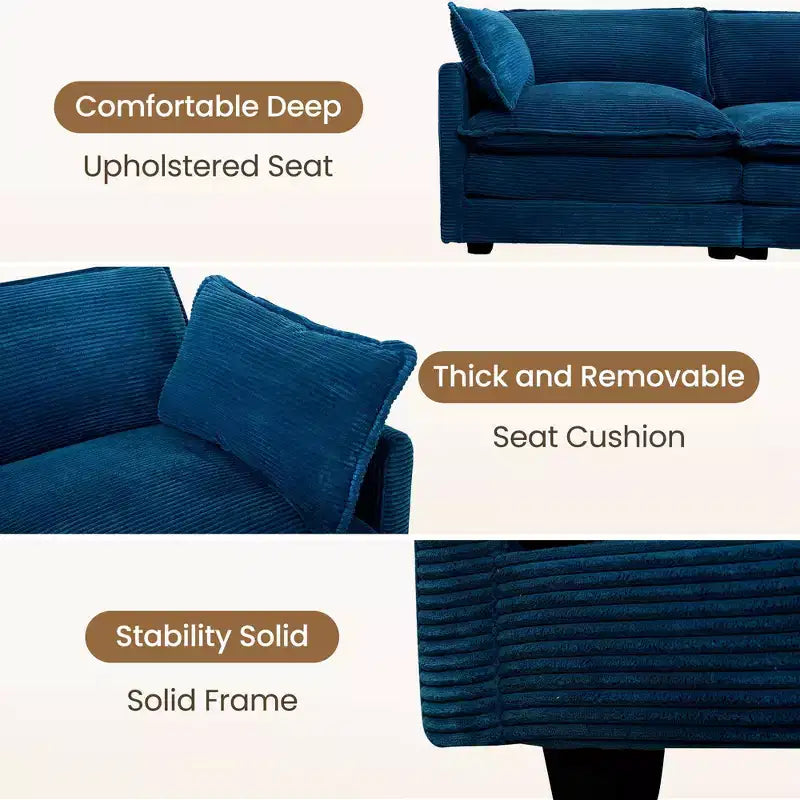 Modern 113.4D*79.13W Oversized Corduroy Modular 5-Seat Sectional Sofa Set with Ottoman U Shaped Sofa Couch with Corner Sofa,HYLEORY