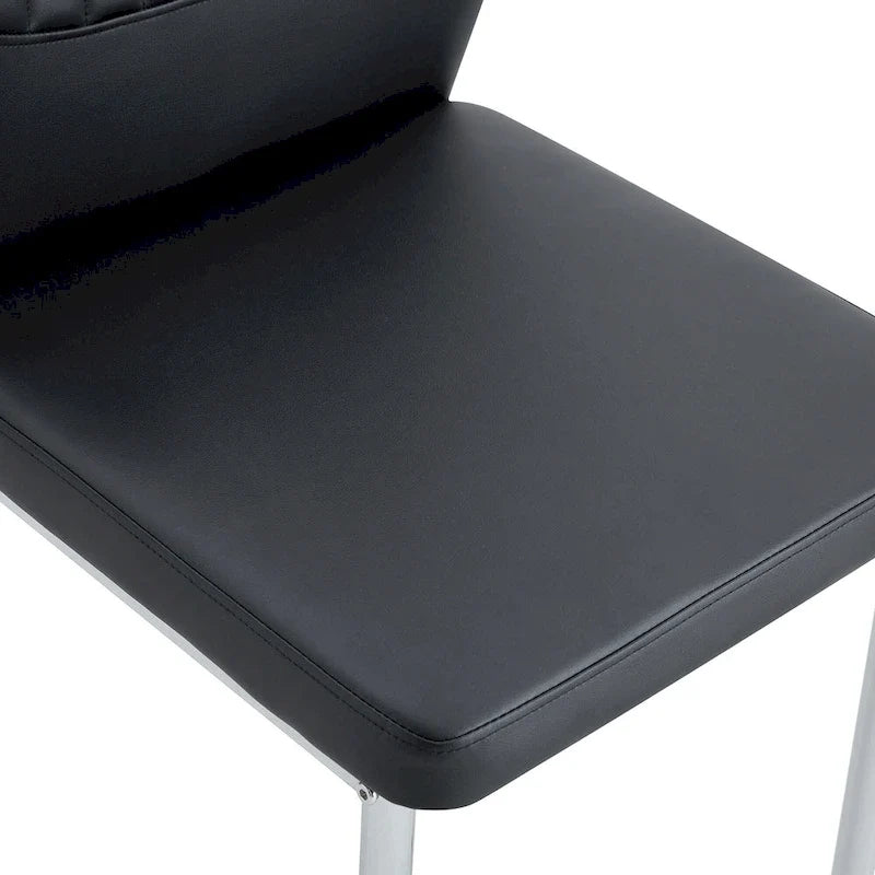 Ensemble de 6 chaises de salle à manger de luxe simples en PU haute résilience avec pieds en métal argenté, chaises d'appoint sans accoudoirs pour cuisine