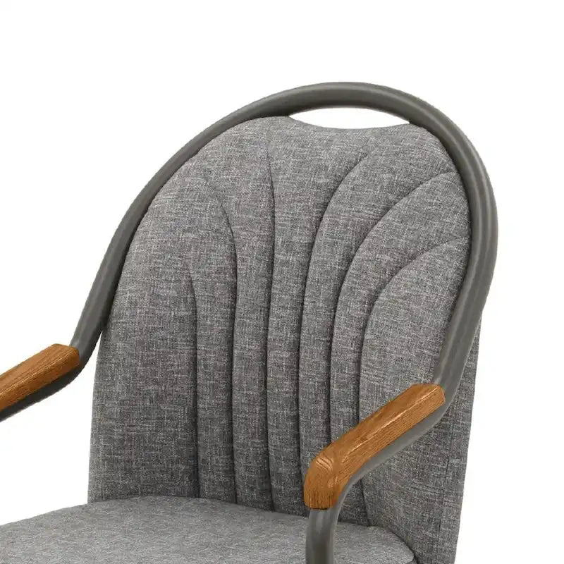Chaises de salle à manger Chromcraft Douglas à roulettes, finition gris châtaigne (Lot de 2)