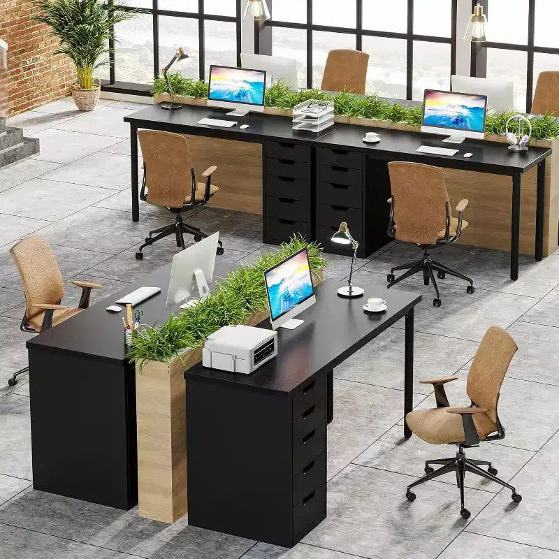 Lantine Computer Desk with 5 Drawers, 47 inches Modern Simple Home Office Desk Study Writing Table for Small Spaces