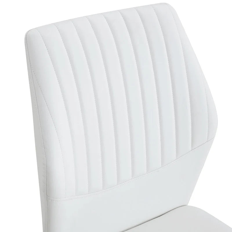 Ensemble de 6 chaises de salle à manger de luxe simples en PU haute résilience avec pieds en métal argenté, chaises d'appoint sans accoudoirs pour cuisine