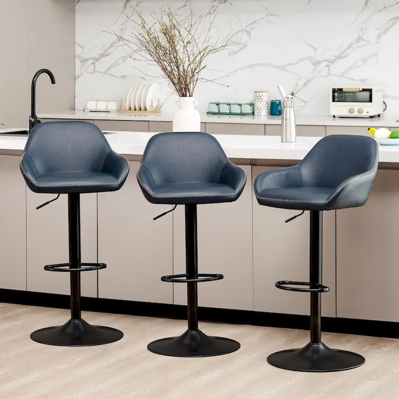 Glitzhome Lot de 3 tabourets de bar pivotants réglables de style moderne du milieu du siècle - Lot de 3