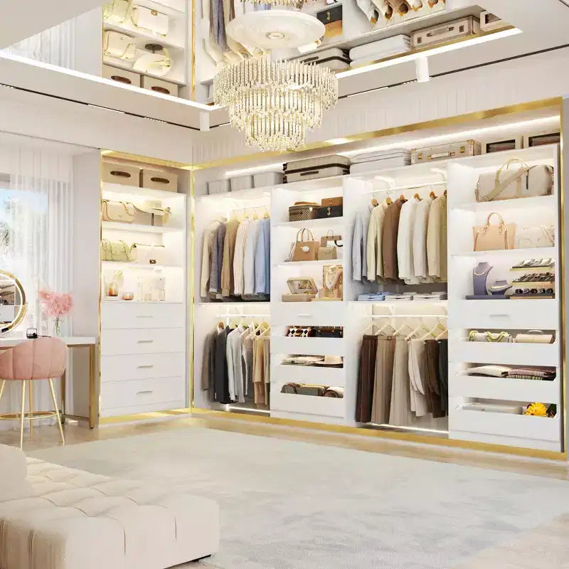 Closet Organizer System with Wood Drawers and Shelves