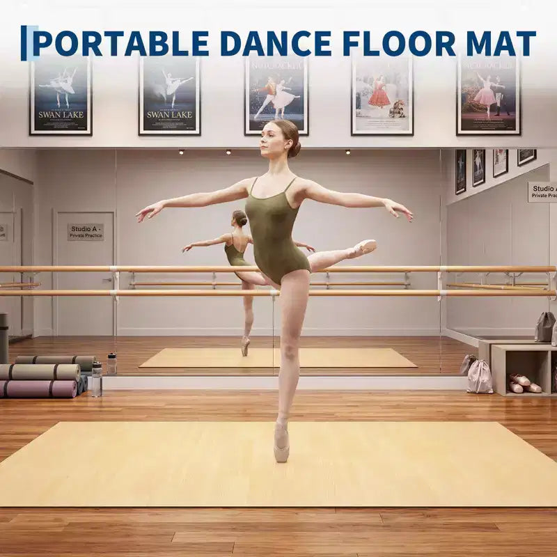 4x6 Portable PVC Dance Floor Mat, 5mm Thick Non-Slip Scratch-Resistant Dance Mat for Ballet Jazz Tap Yoga Pilates and Home Exercise