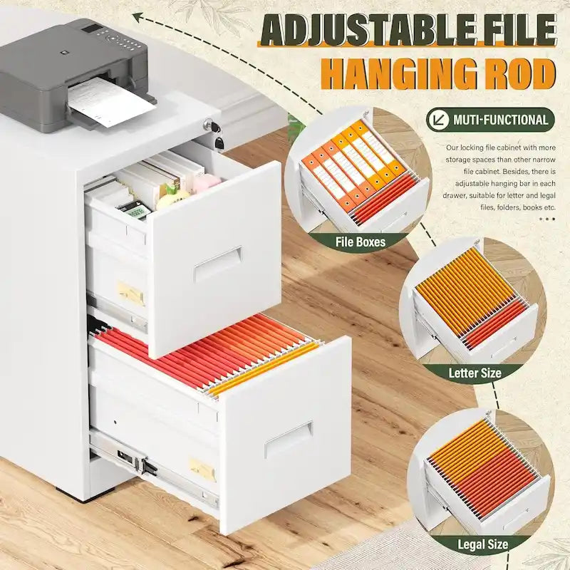 2 Drawer Vertical File Cabinet with Lock for Home Office