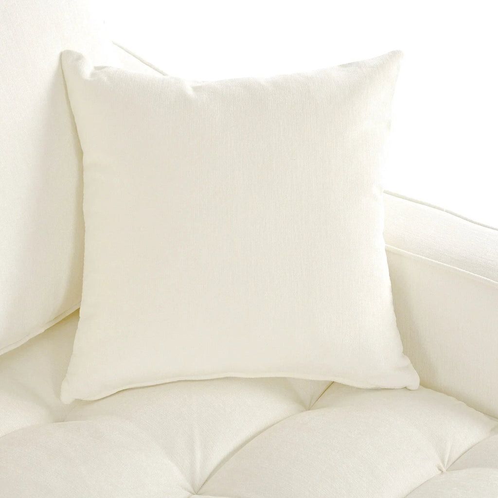 Chenille Chaise Lounge Sofa Bed, Upholstered Sofa Couch with Tufted Backrest and 2 Detachable Pillows for Living Room