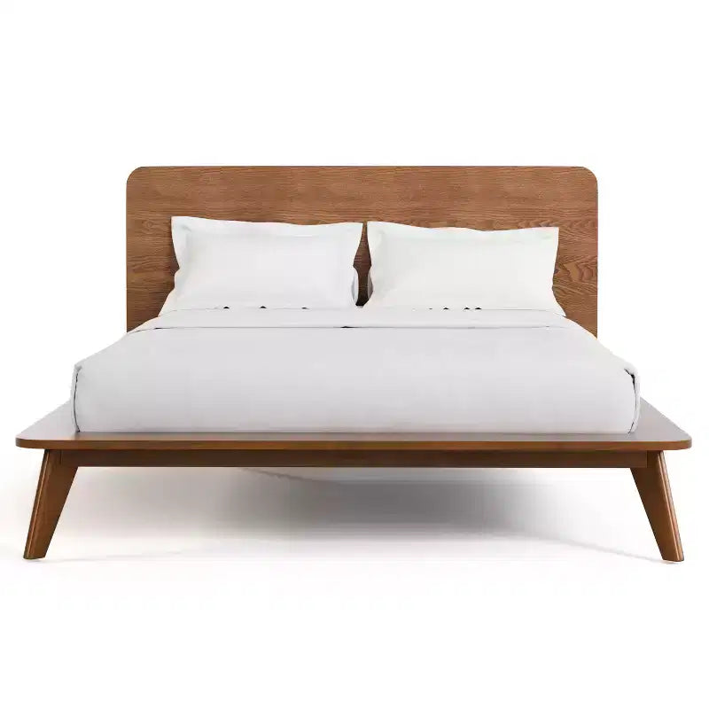 HOMES: Inside + Out 3pc Riverstone Mid-Century Wood Platform Bedroom Set with 2 Nightstands Walnut