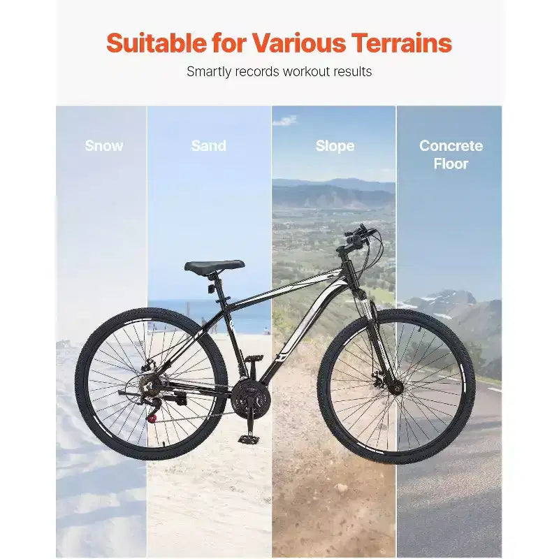 29 Inch Mountain Bike with Front Suspension, 21-Speed Aluminum Frame with Dual Disc Brakes